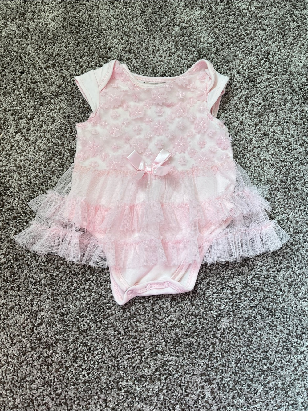 Baby Pink Tulle Ruffle Onesie Bodysuit Size 6-9 Months